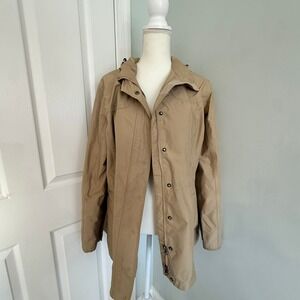 L.L. Bean H2OFF Rain Jacket Tan Size Large Waterproof Hooded Outdoors Spring